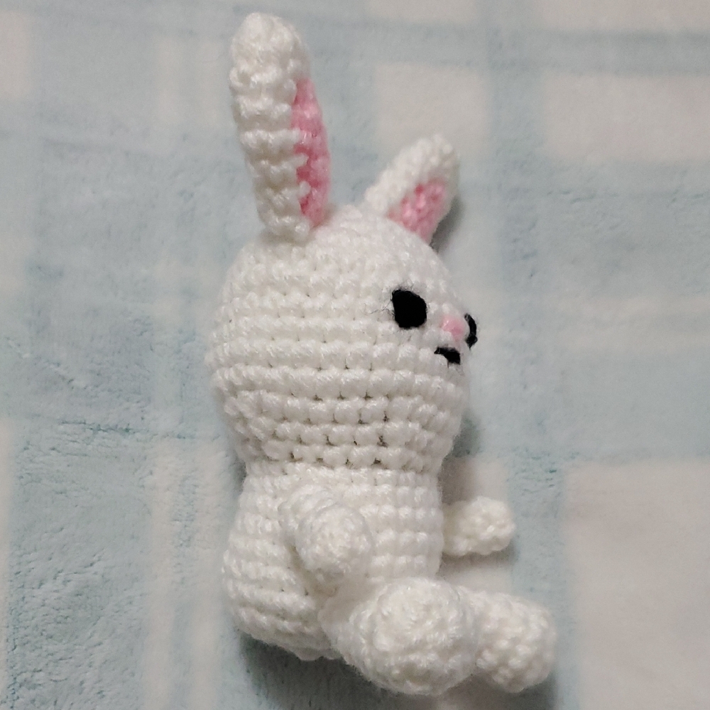 Plush White and Pink Bunny Stuffed Animal - Picture 4 of 6